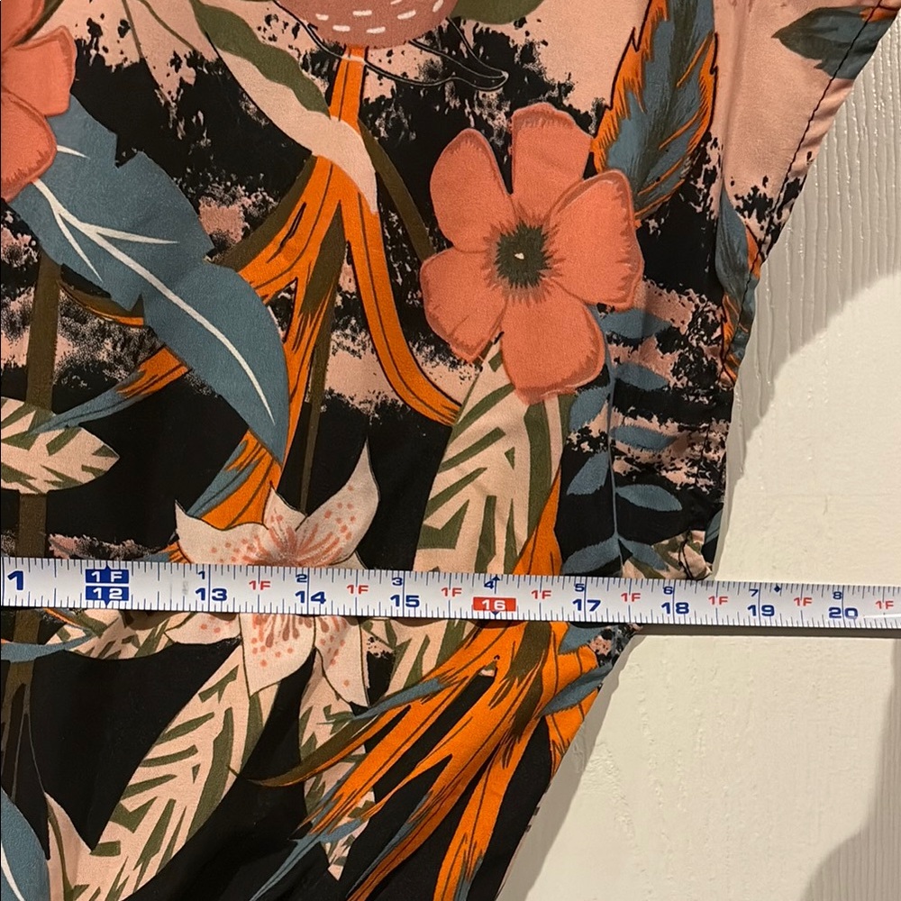 NWOT Floral Black and Orange elastic waist Women's Dress - Picture 11 of 13